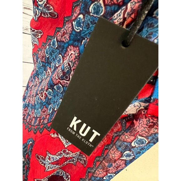 NWT Kut from the Kloth Blouse Small KFTK Button front shirt Boho Paisley Sheer - Picture 5 of 14